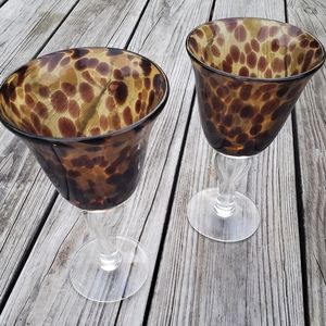 Amber Leopard print handmade Glass Goblets
